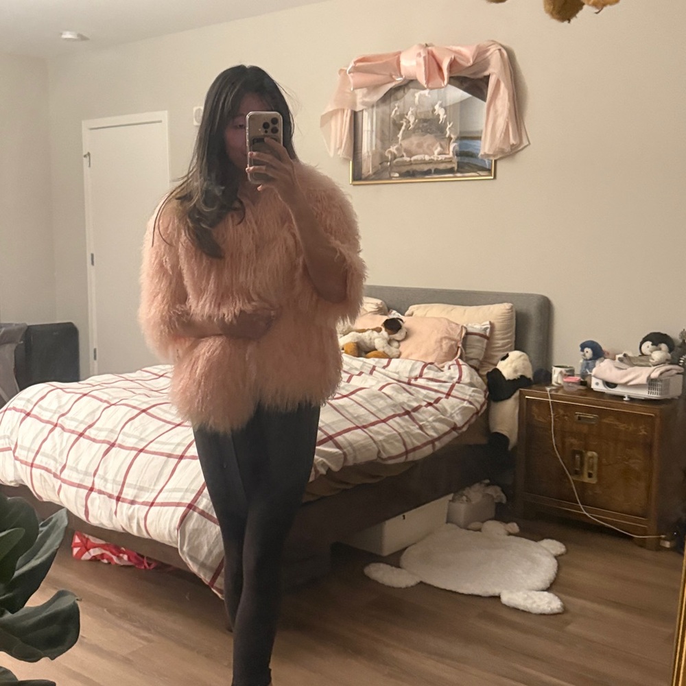 Vintage Northern Lights for Bloomingdales pink lambskin shearling coat